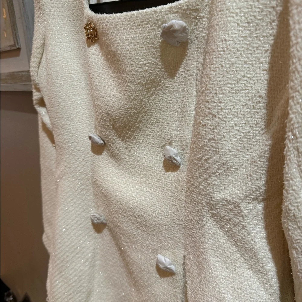 MABLE Cream Tweed Blazer and Skirt Set – Size L (10/12) - Picture 3 of 7